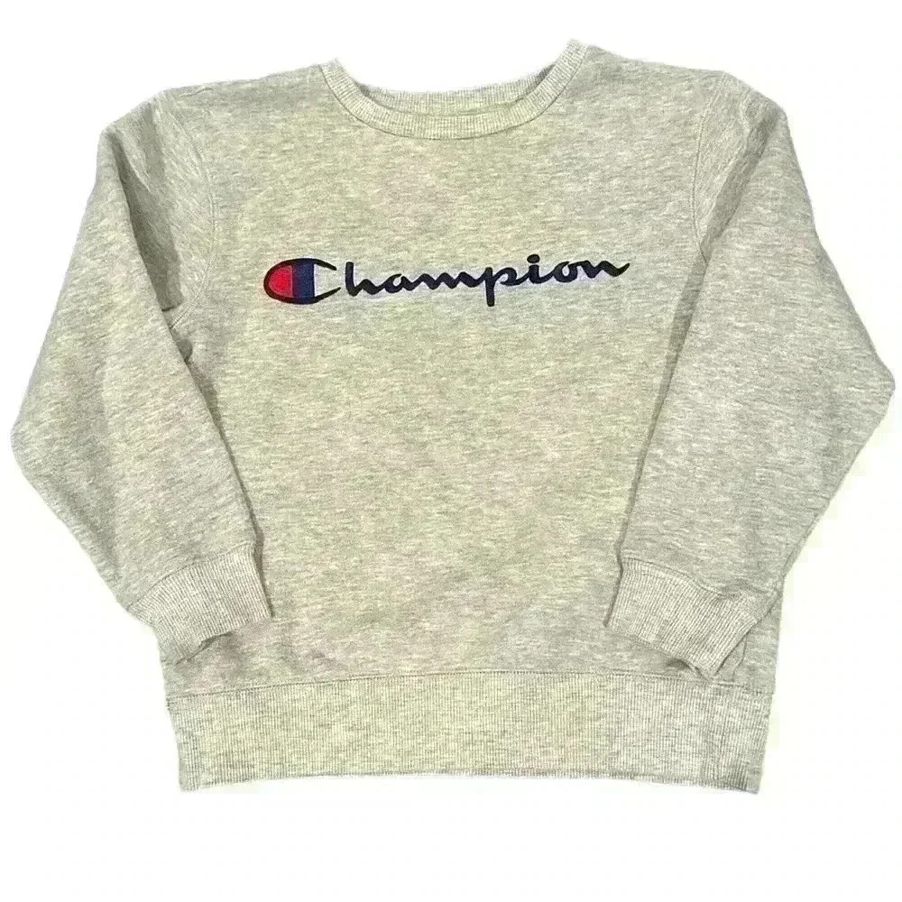Champion Long Sleeve Crew Neck Youth Gray Sweatshirt Size Small